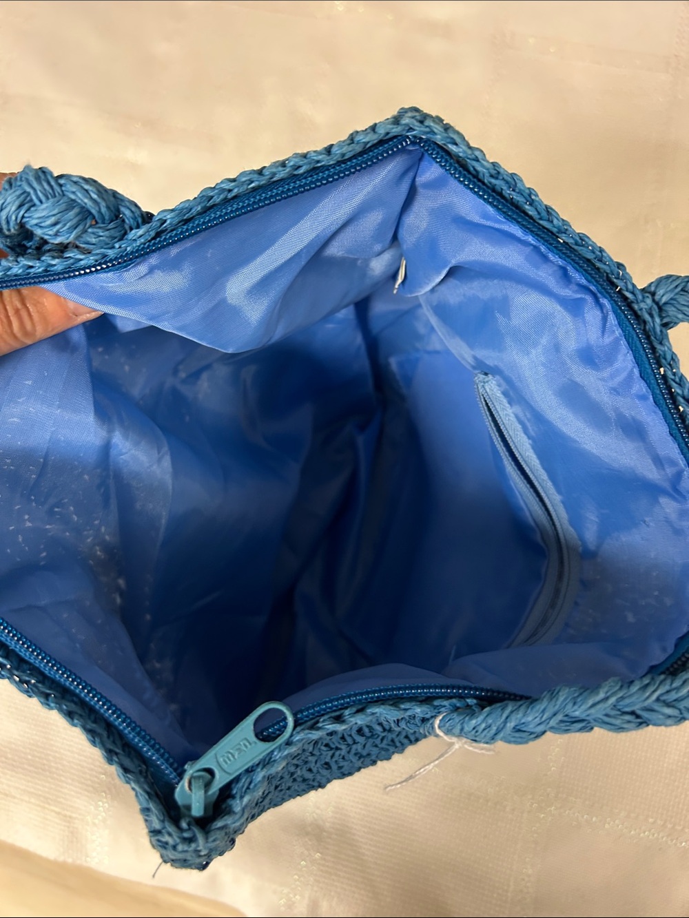 Blue Woven Shoulder Tote Bag by image 3